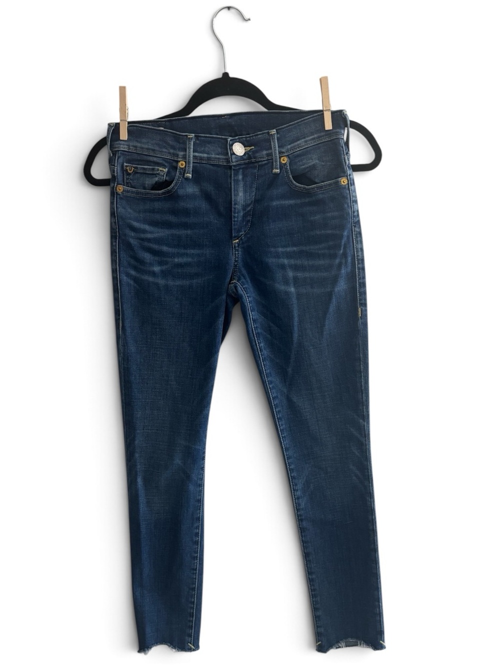 True Religion Halle Super Skinny Medium Wash Raw Hem Jeans Size 26